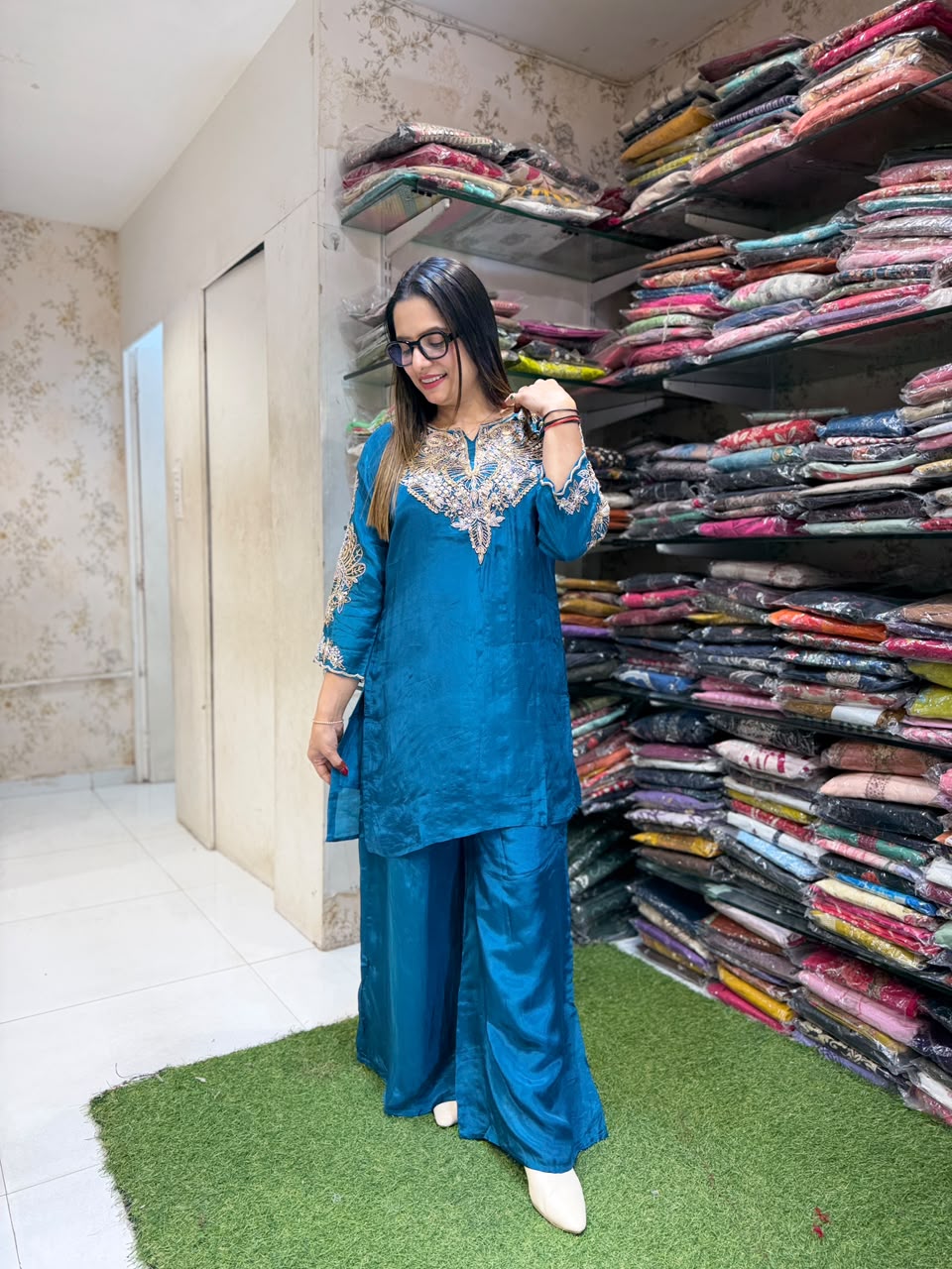 Pure Crep Turquise Blue 2pc Set