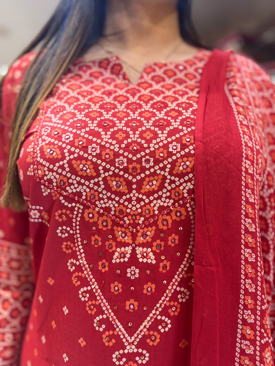 Pure Cotton Red 3pc Set (Dispatch By 7 November )