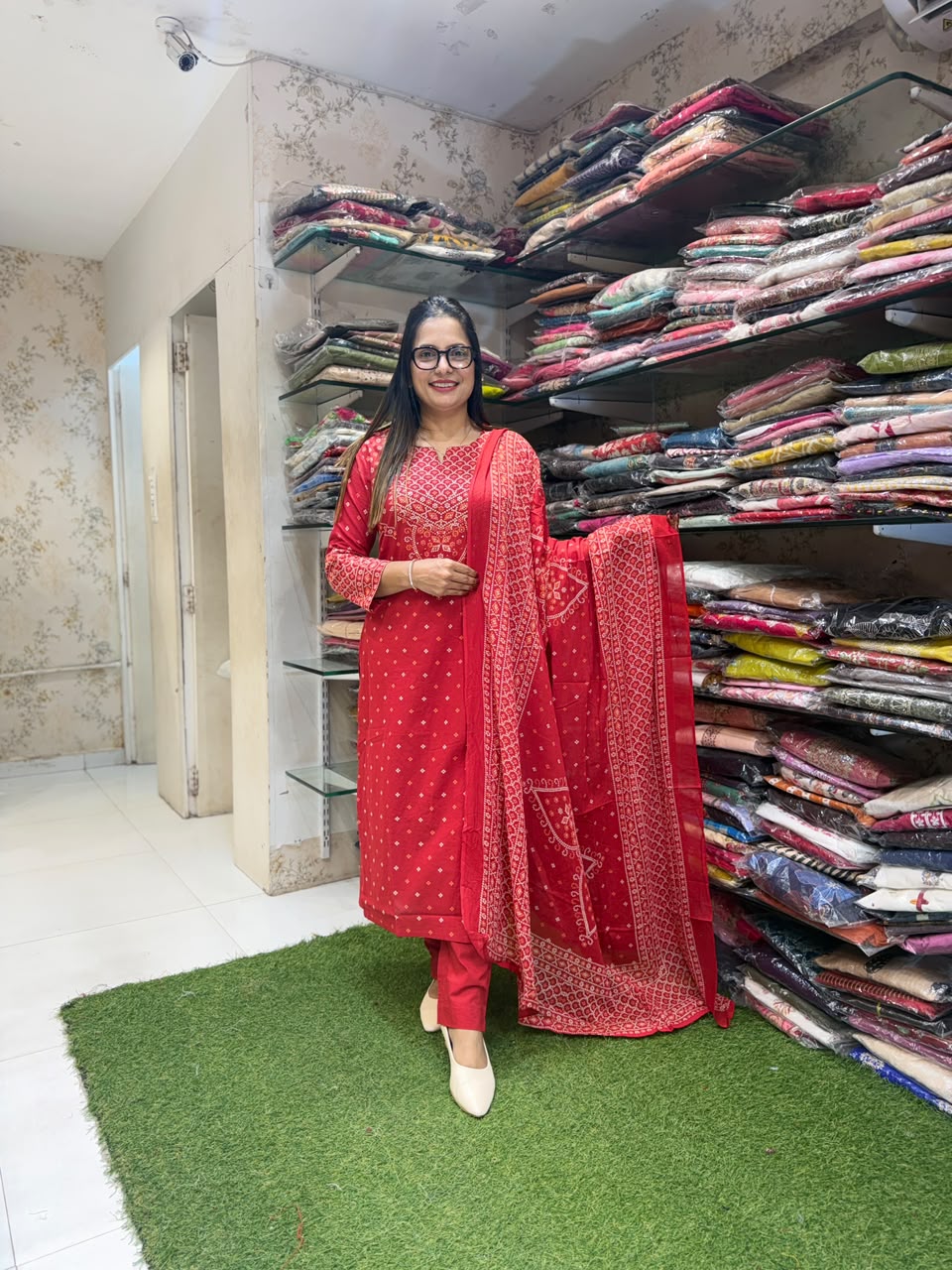 Pure Cotton Red 3pc Set (Dispatch By 7 November )