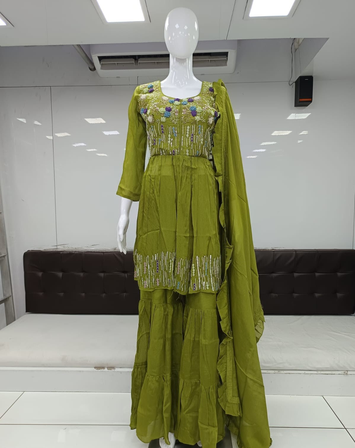 Pure Chinon Handwork 3pc Set Green Color