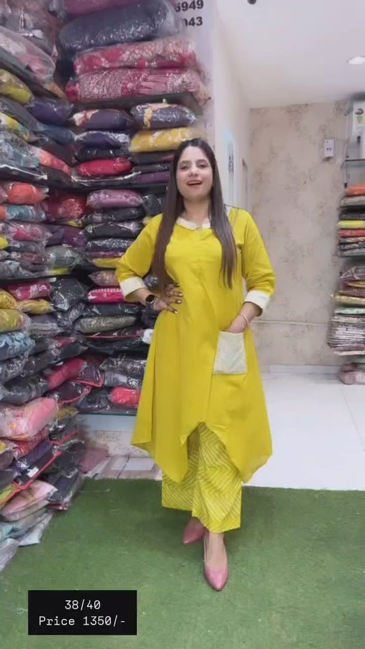 Designer Cotton Coord Set with Concept Neck Design
