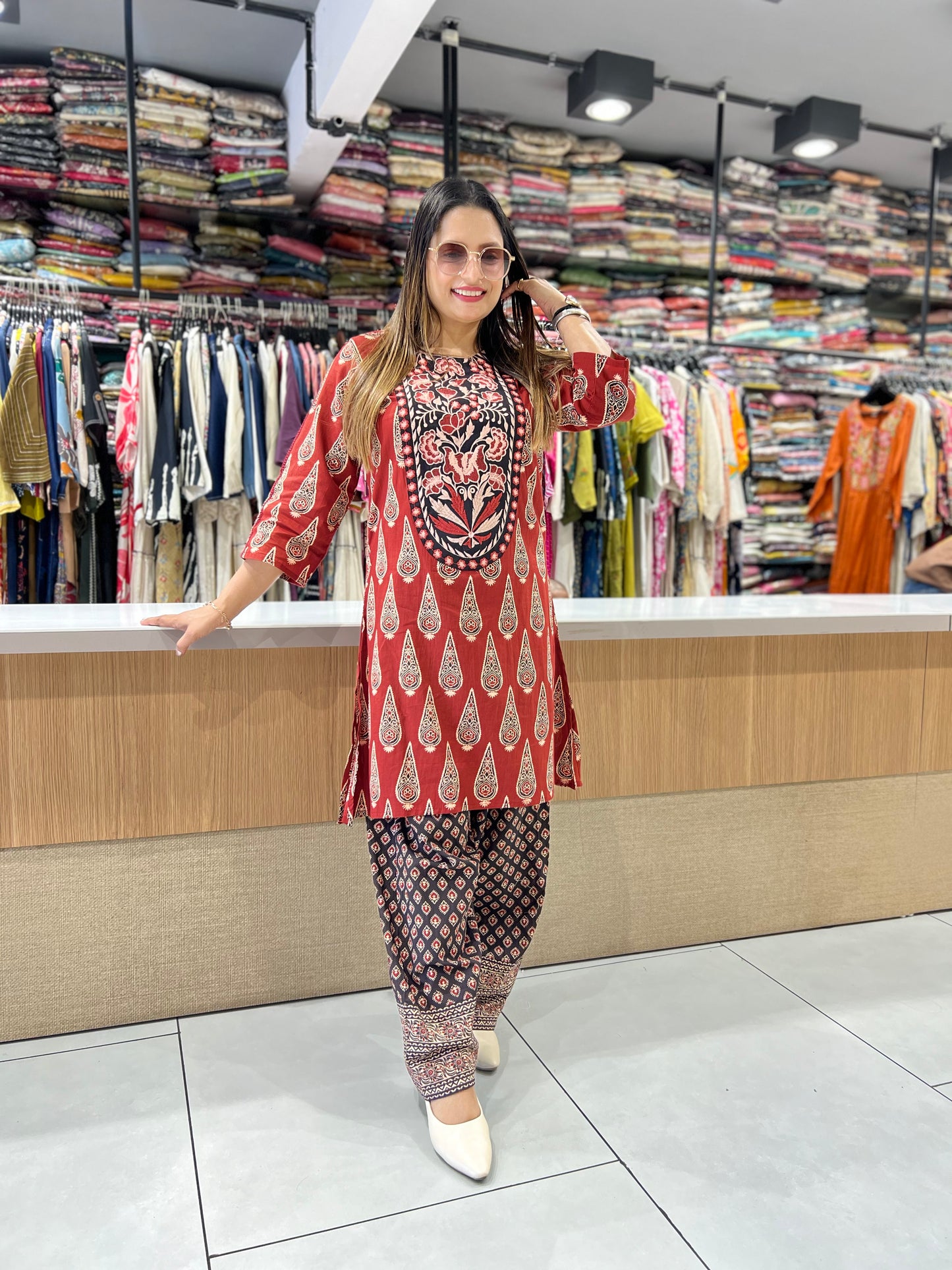 Pure Cotton Farsi Salwar Maroon