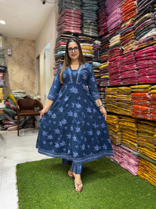 Pure cotton jaipuri anarkali