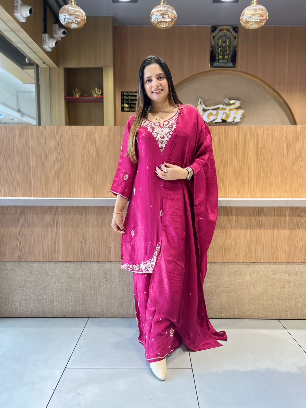 Rakhi Special Pure Ho Silk Partywear Plazo 3 pc set Burgundy Color