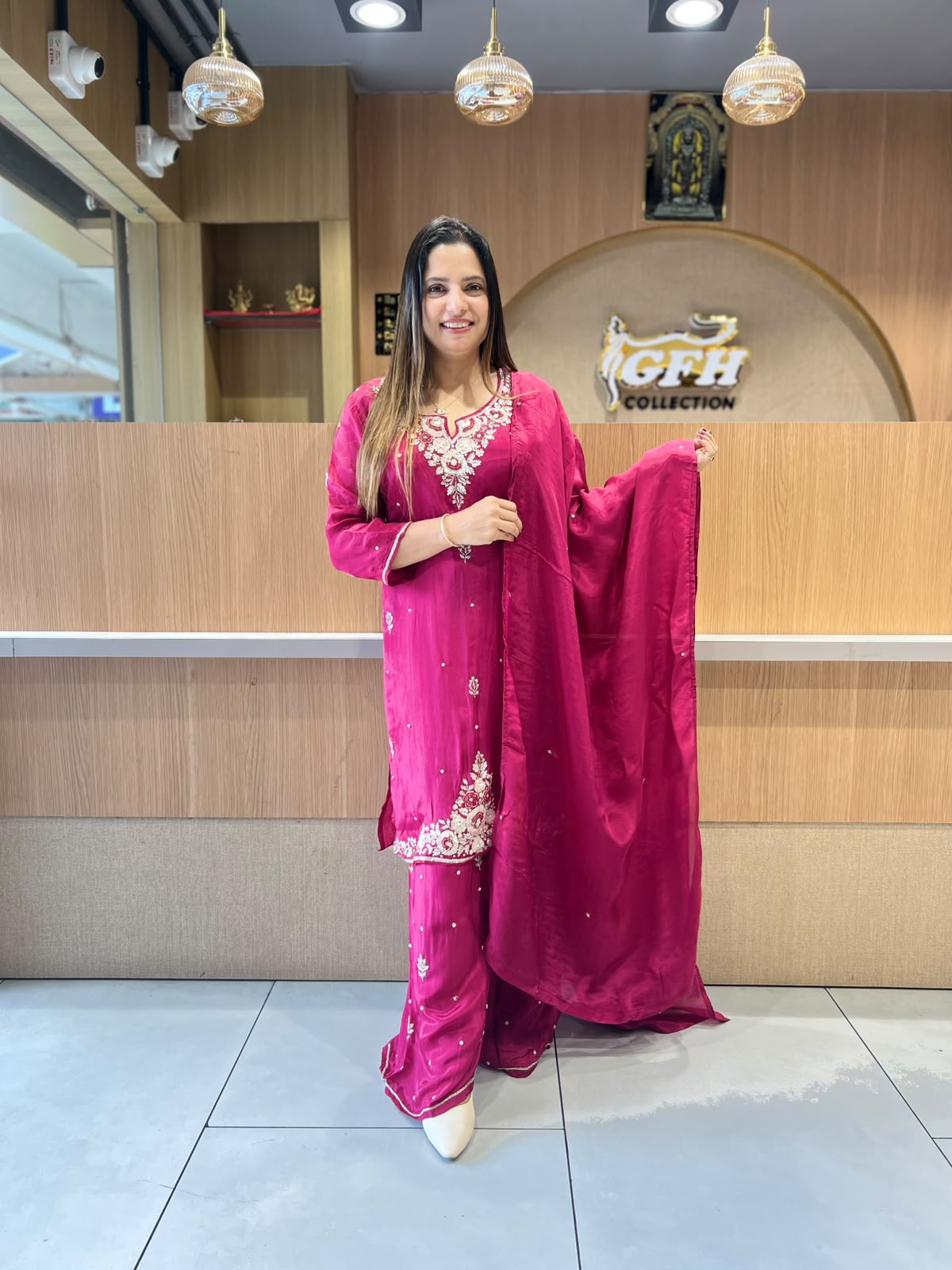 Rakhi Special Pure Ho Silk Partywear Plazo 3 pc set Burgundy Color