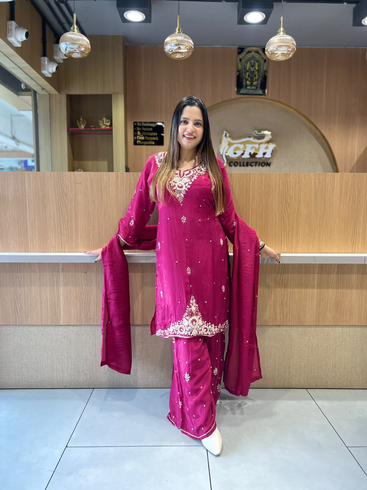 Rakhi Special Pure Ho Silk Partywear Plazo 3 pc set Burgundy Color
